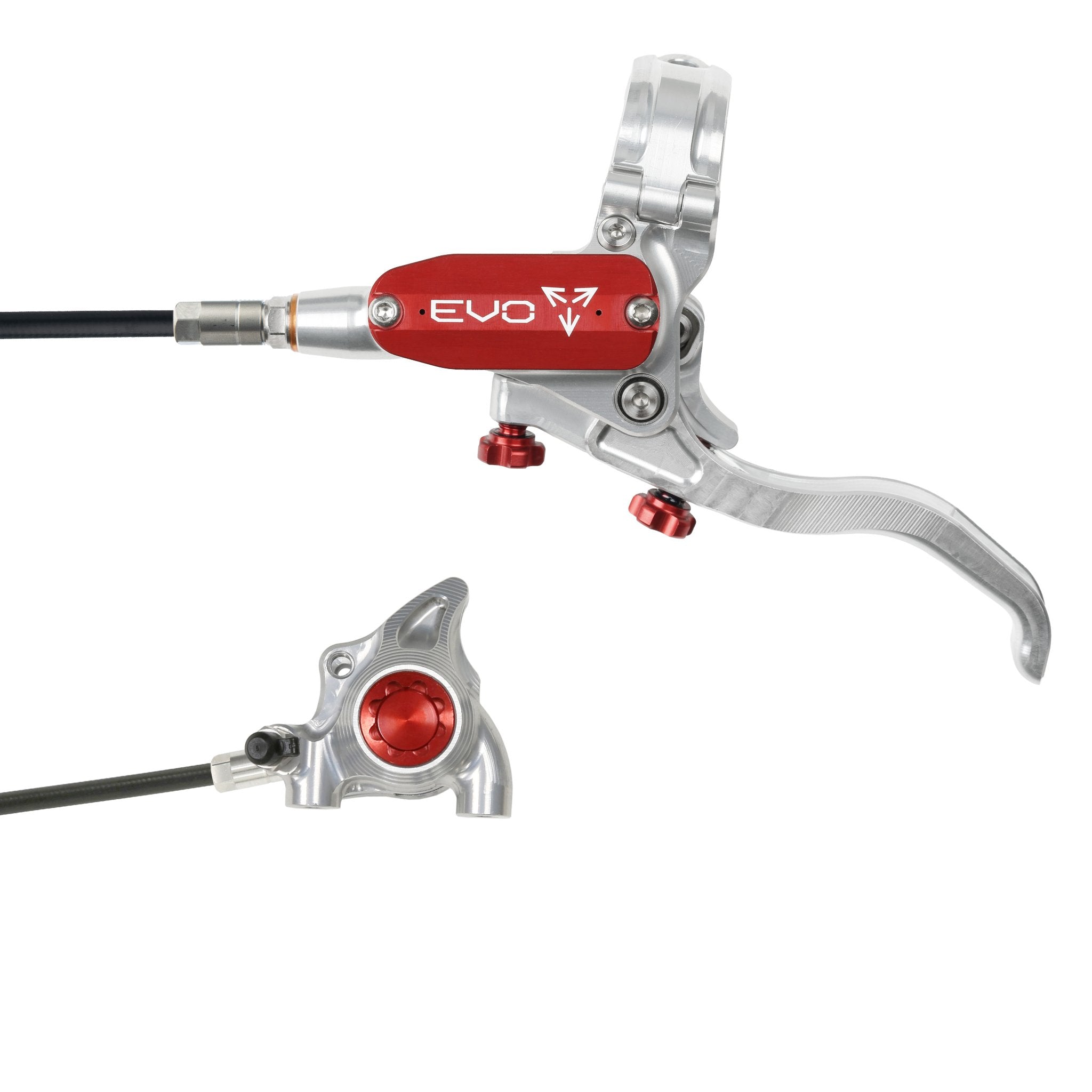 Tech 4 EVO X2 Flat Mount Disc Brake Silver/Red / Left Hand / Black Hose
