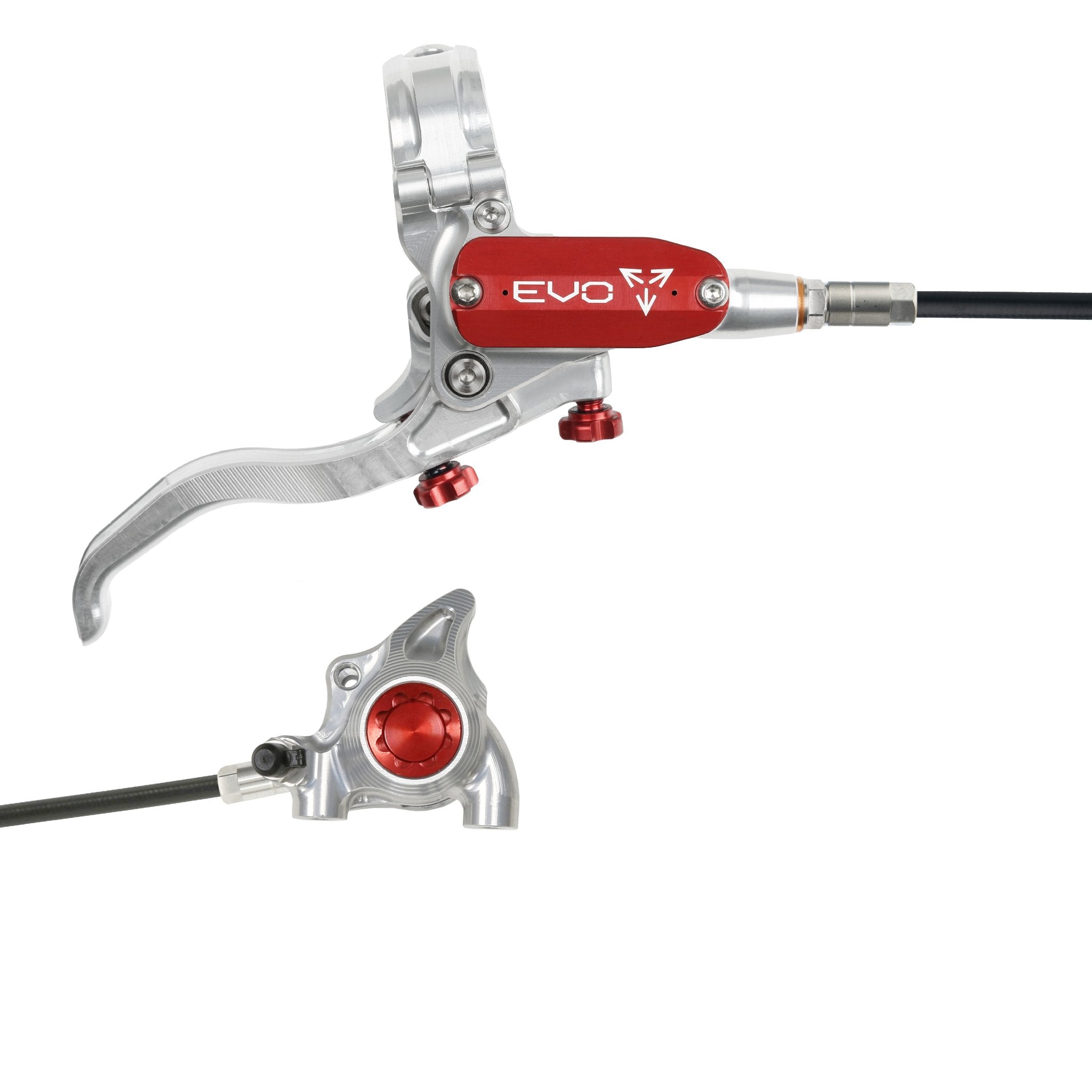 Tech 4 EVO X2 Flat Mount Disc Brake Silver/Red / Right Hand / Black Hose