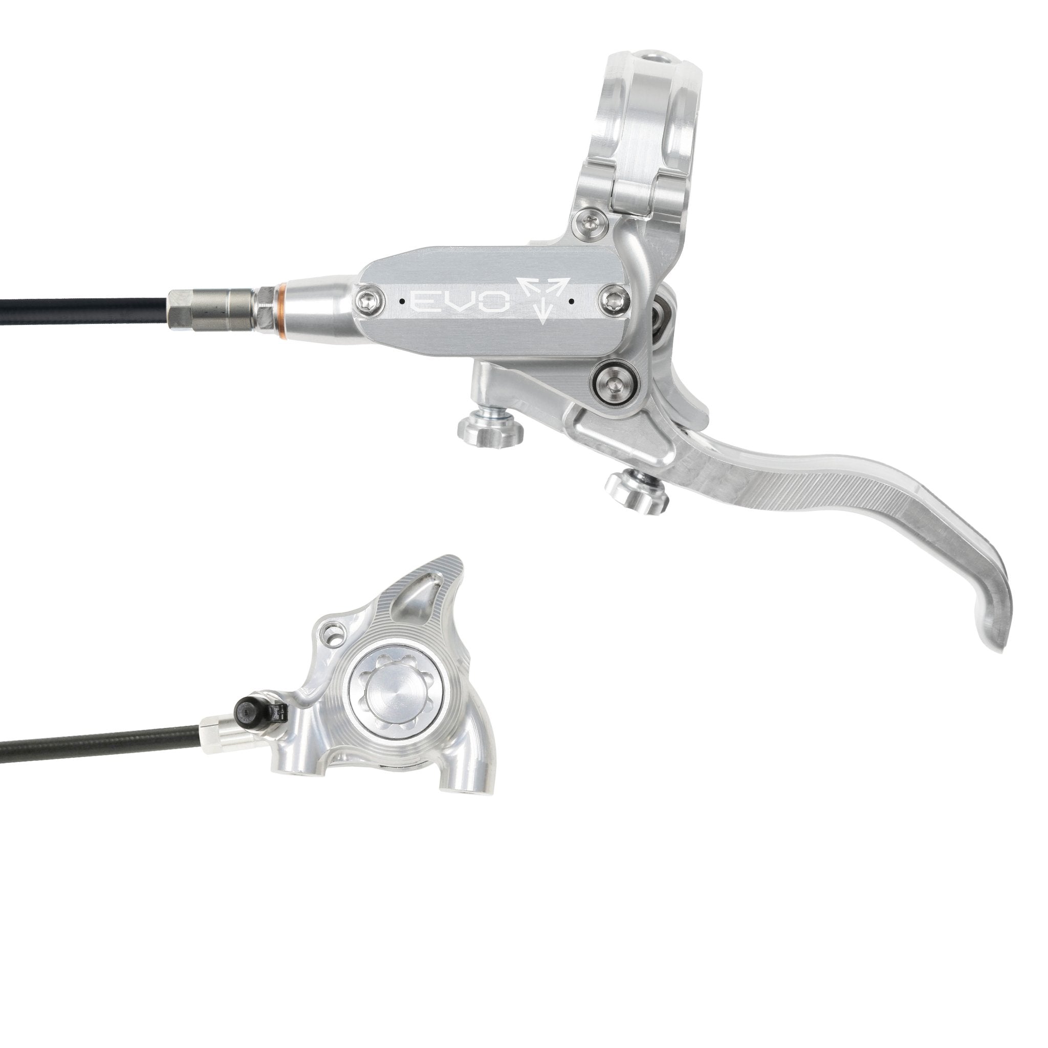 Tech 4 EVO X2 Flat Mount Disc Brake Silver/Silver / Left Hand / Black Hose