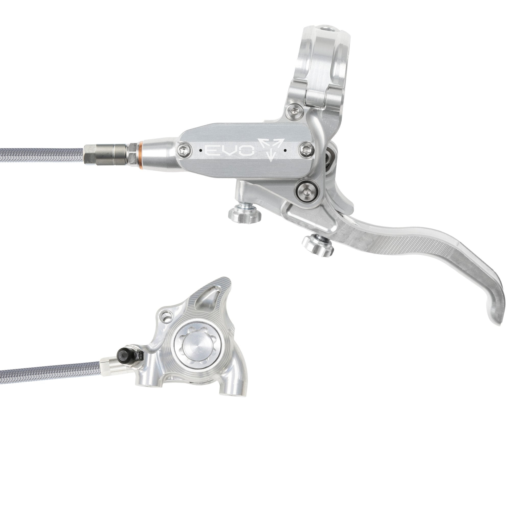 Tech 4 EVO X2 Flat Mount Disc Brake Silver/Silver / Left Hand / Braided