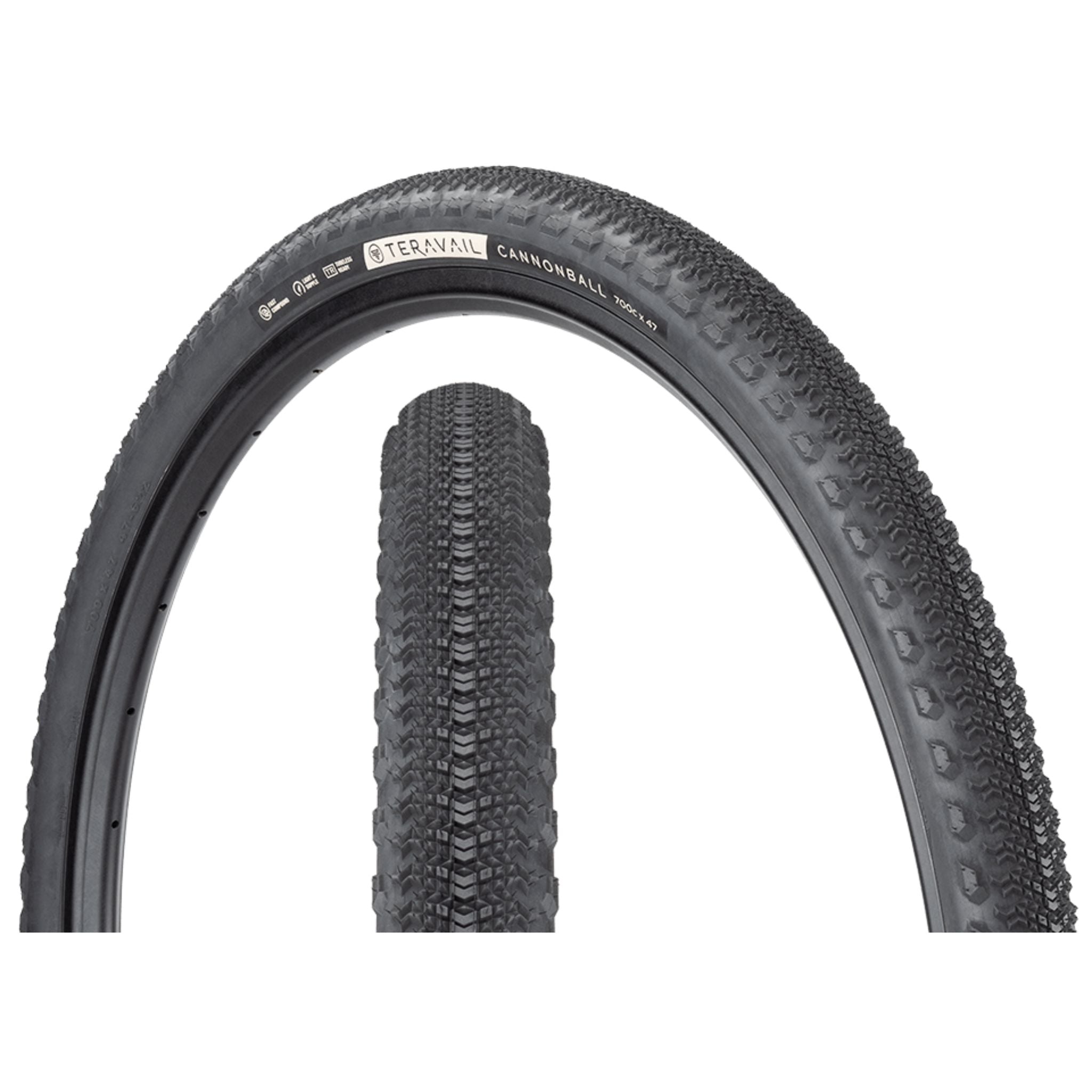Teravail Cannonball Gravel Tyre Black / 700 x 47 / Light & Supple