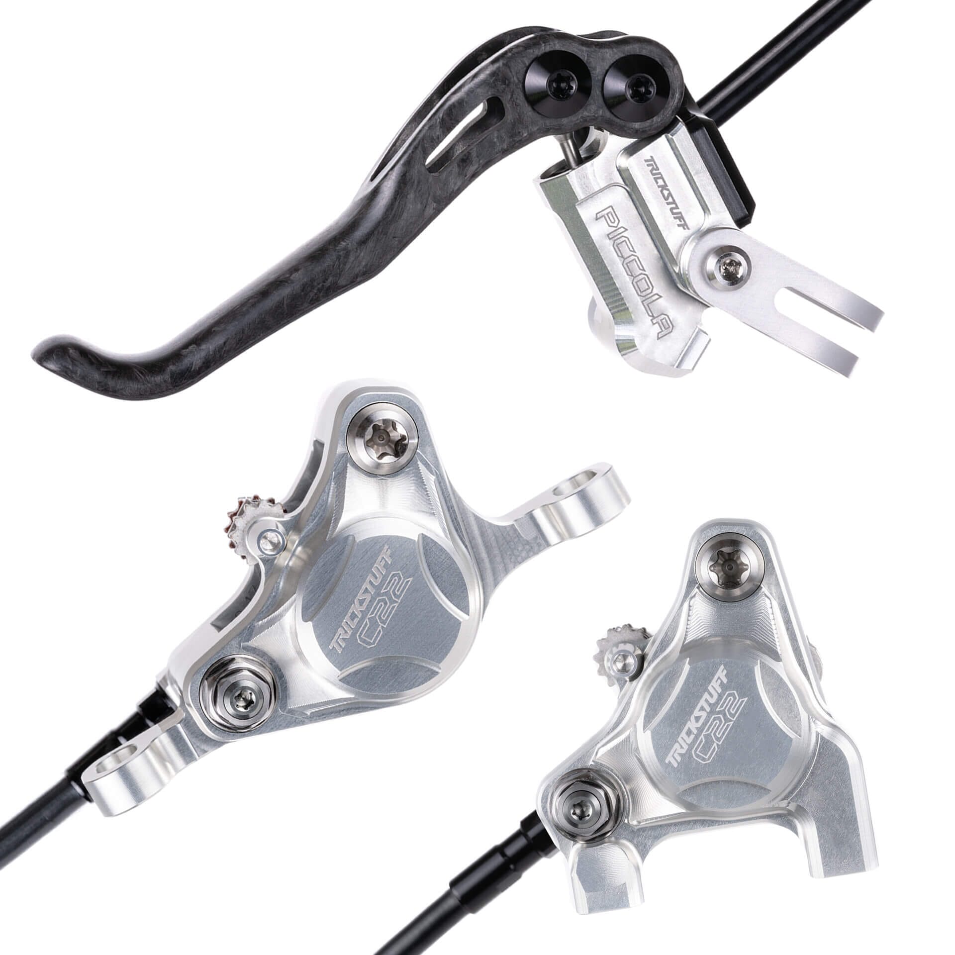 Trickstuff Piccola Disc Brake Set Silver/Black / Flat Mount
