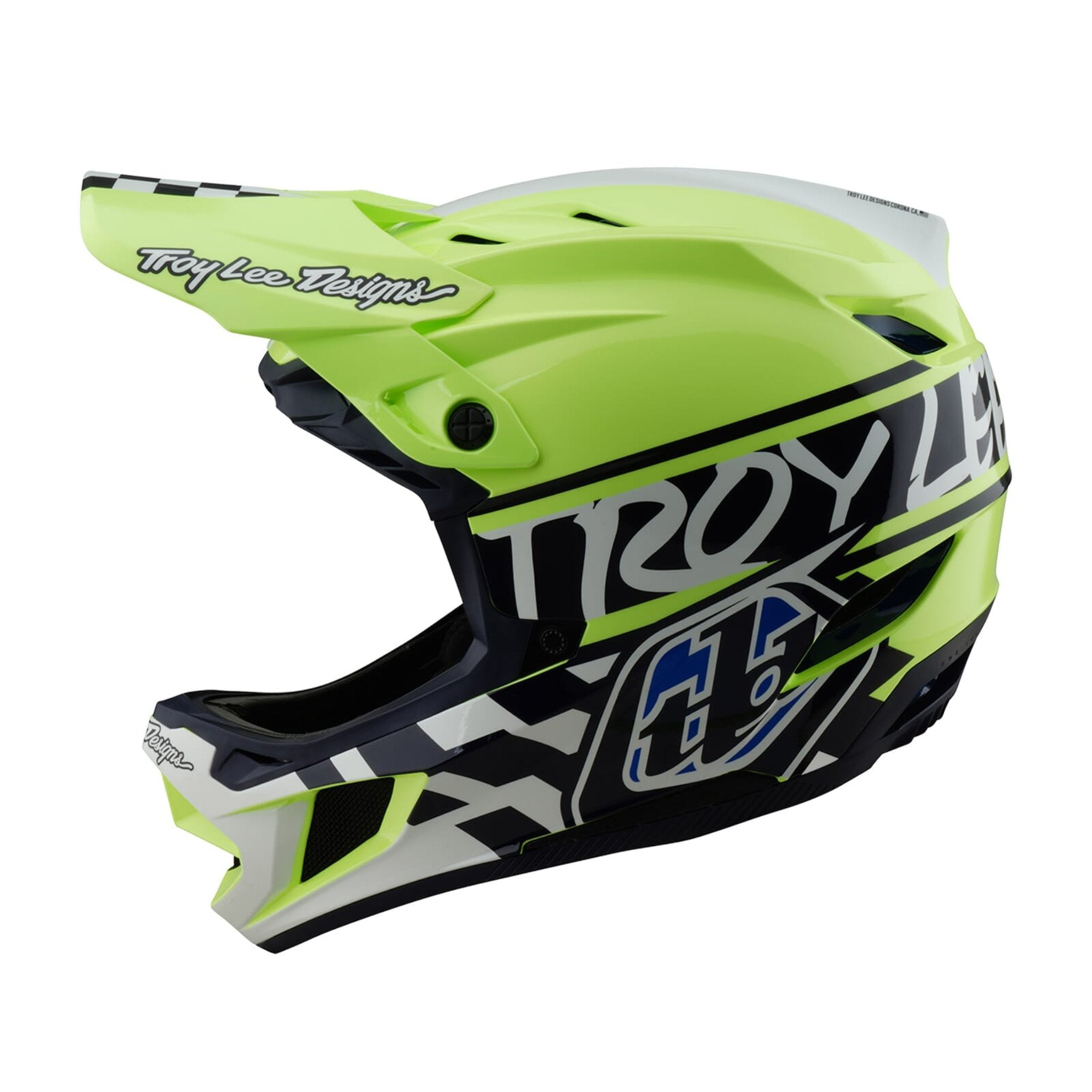 Troy Lee Designs D4 Polyacrylite Helmet Fifty-50 - Navy/Glo Yellow / XS