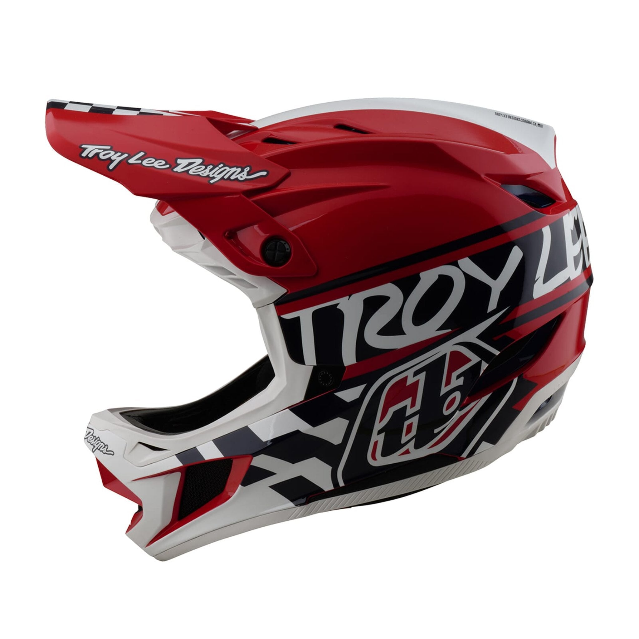 Troy Lee Designs D4 Polyacrylite Helmet Fifty-50 - White/Red / XS