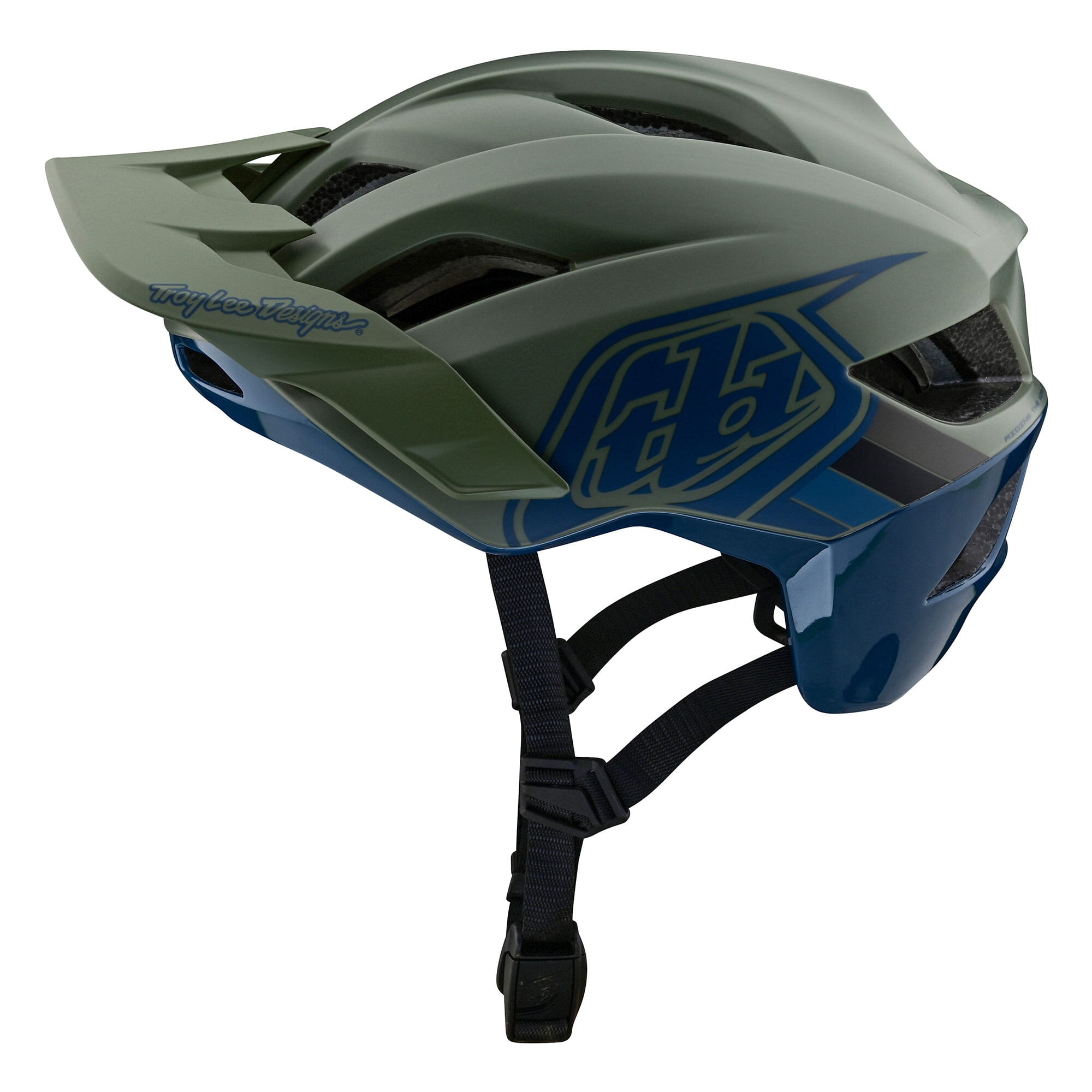 Troy Lee Designs Flowline SE MIPS Helmet Badge - Olive/Indigo / M/L