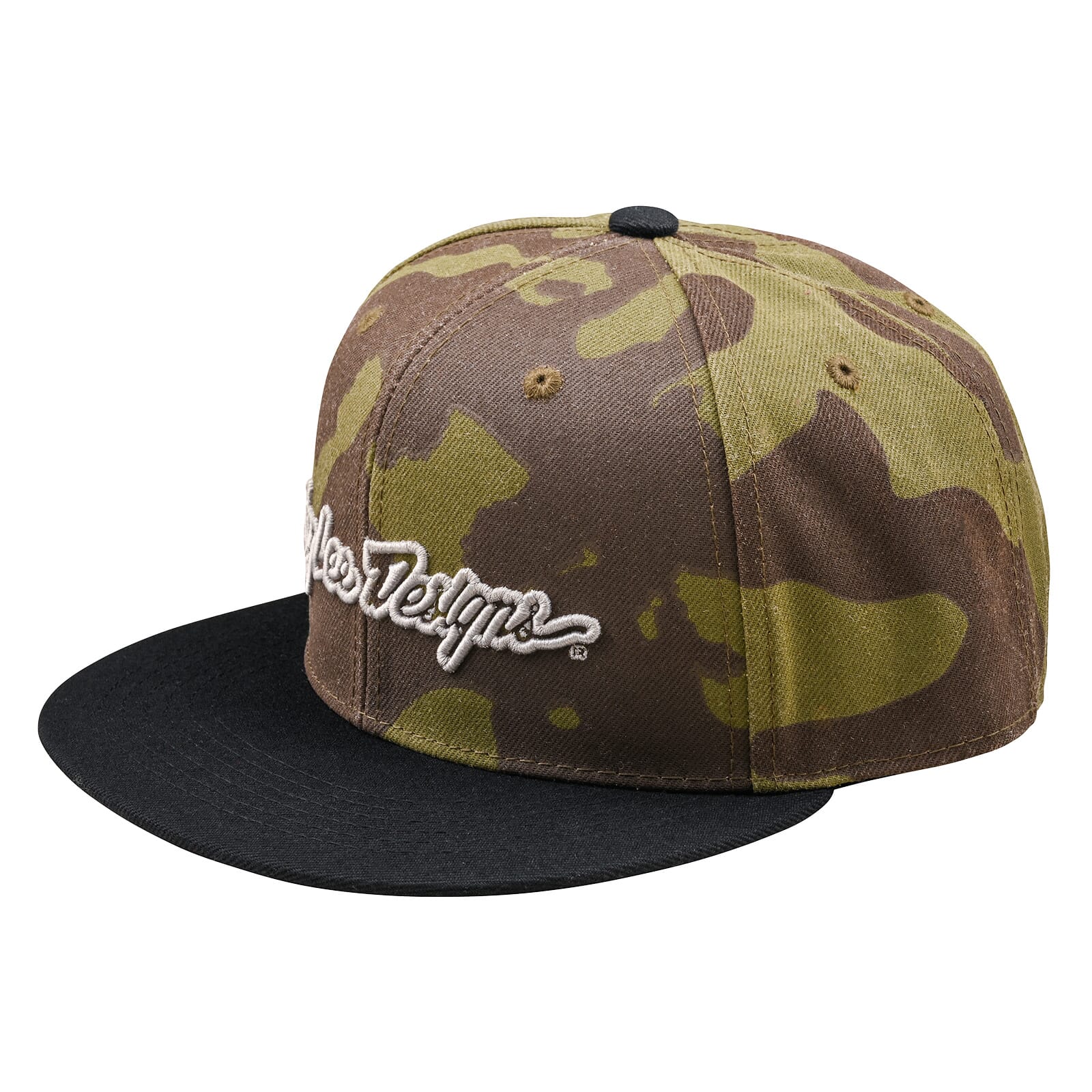 Troy Lee Designs Signature Flat Bill Snapback Cap Olive Camo / One Size