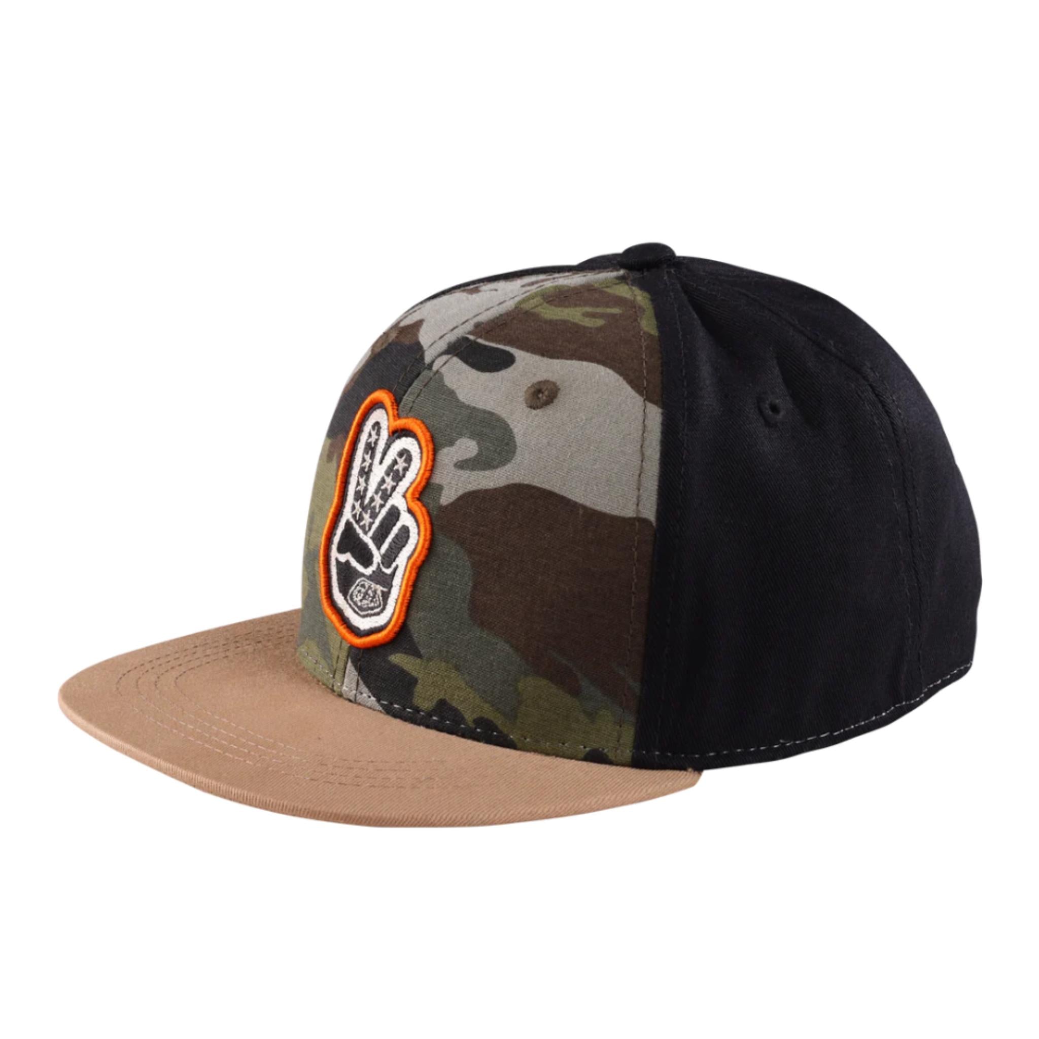 Troy Lee Designs Youth Flat Bill Snapback Cap Peace Out - Black/Camo / One Size