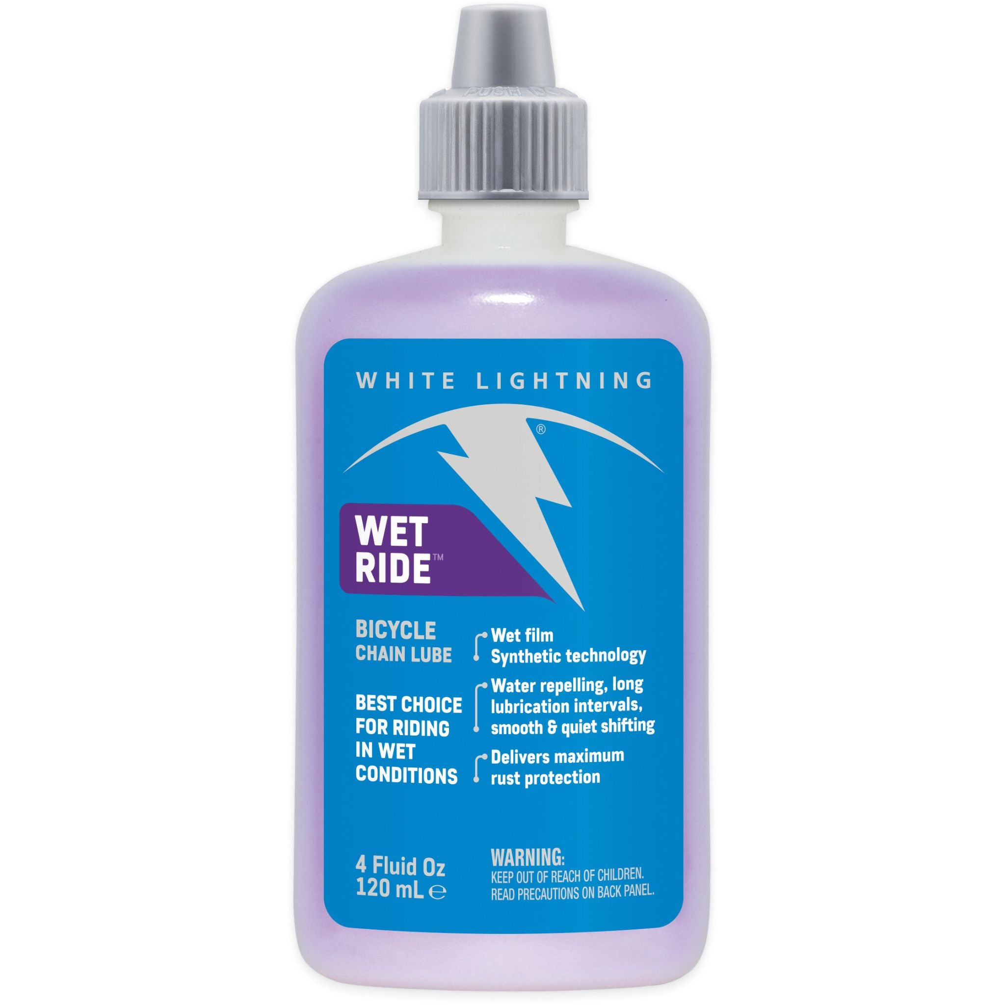 White Lightning Wet Ride Chain Lube 4 oz / 120 ml / Single