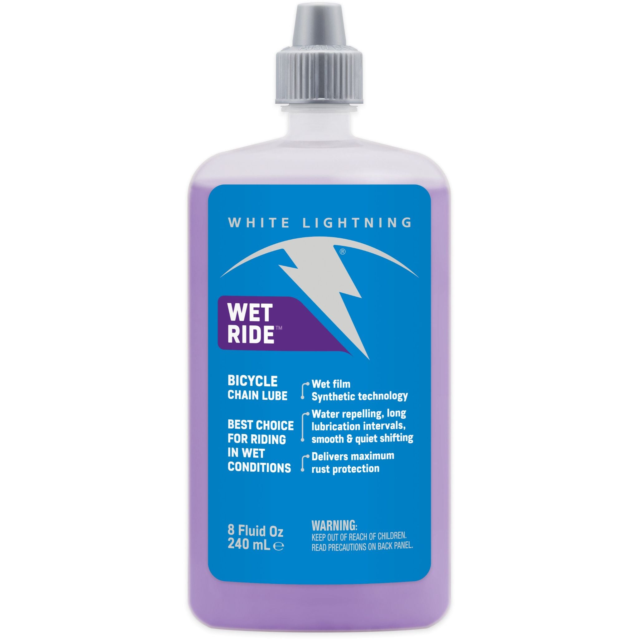White Lightning Wet Ride Chain Lube 8 oz / 240 ml / Single
