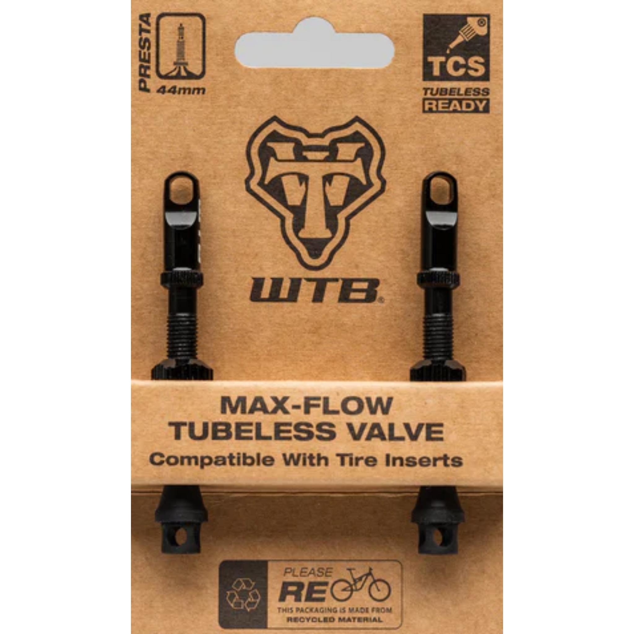 WTB AL Max-Flow Tubeless Valves Black / 44mm