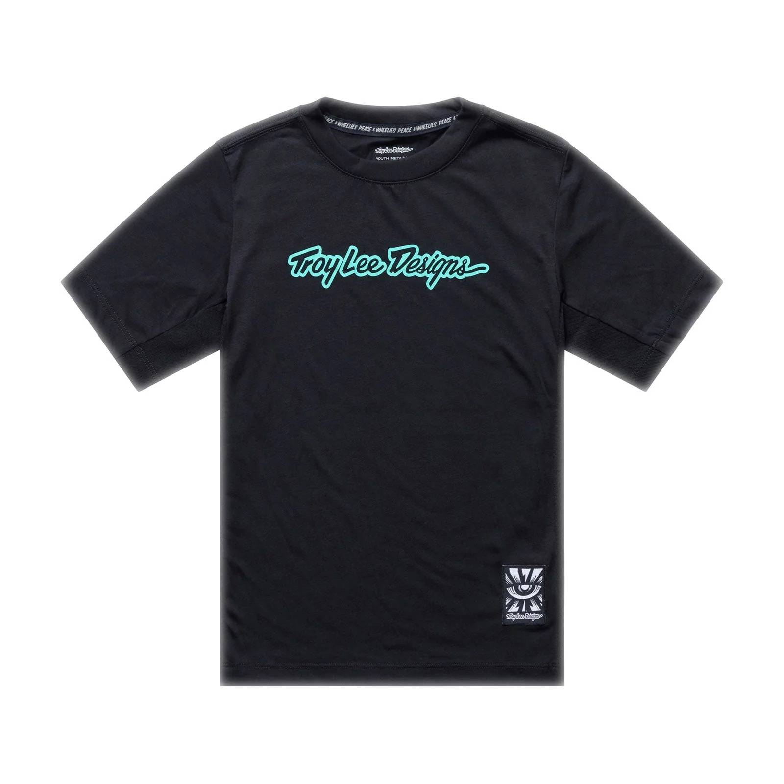 Youth Skyline Ride Short Sleeve Tee Signature - Black/Real Teal / XS