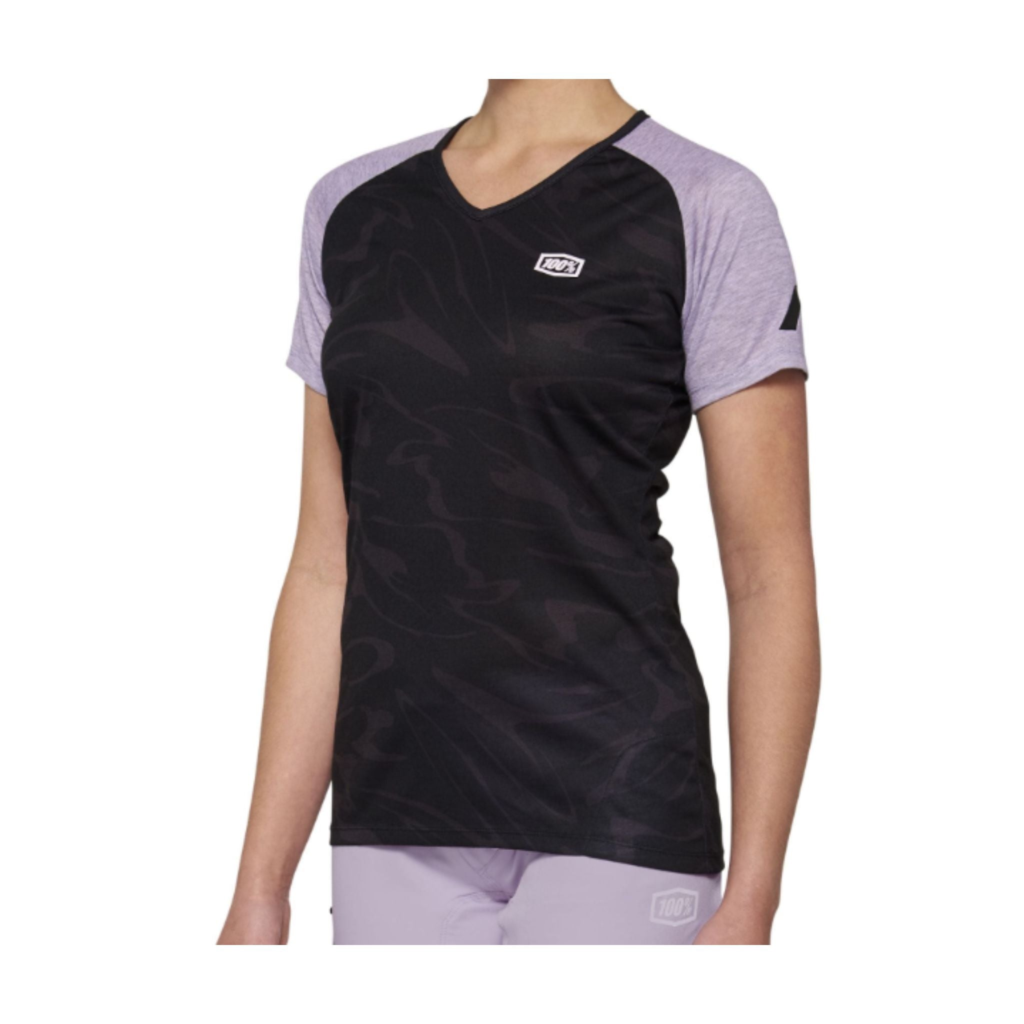 100% Airmatic Short Sleeve Women's MTB Jersey Black/Lavender / S