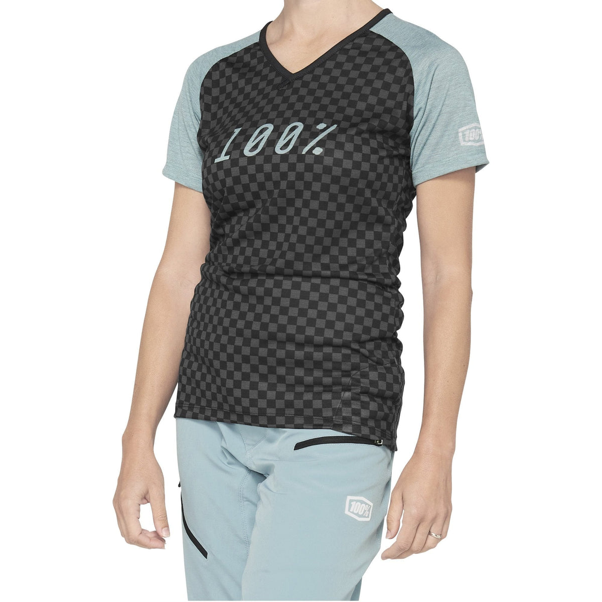 100% Airmatic Women's Jersey 2021 Seafoam Checkers / S