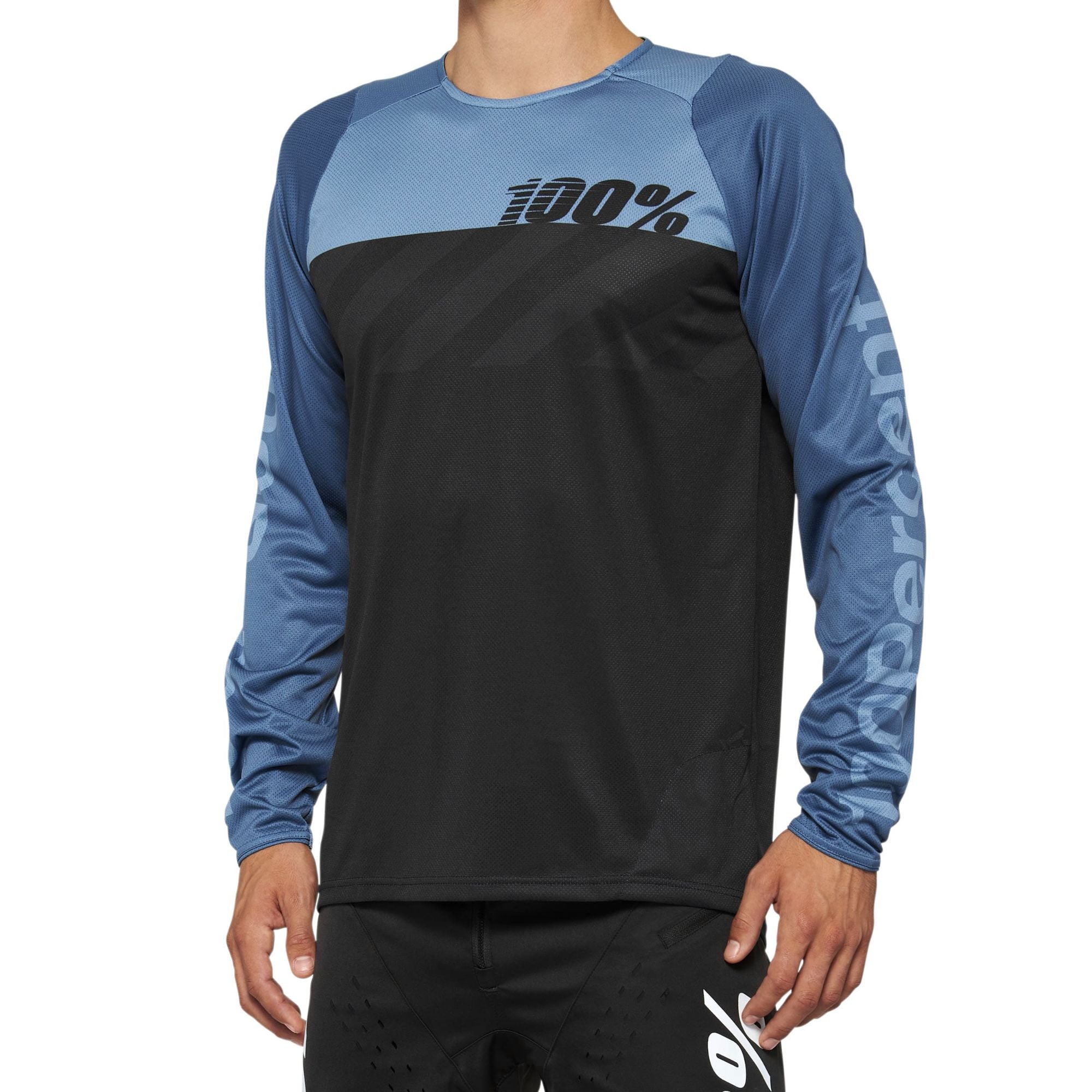 100% R-Core Long Sleeve Jersey Black/Slate Blue / S