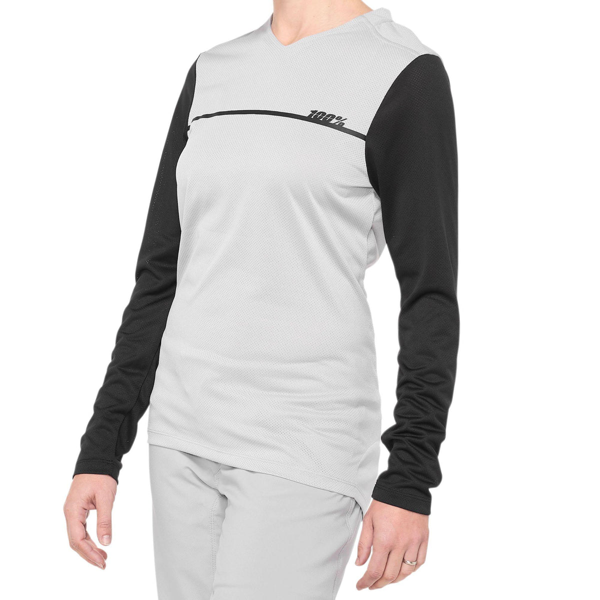 100% Ridecamp Women's Long Sleeve Jersey Grey/Black / S