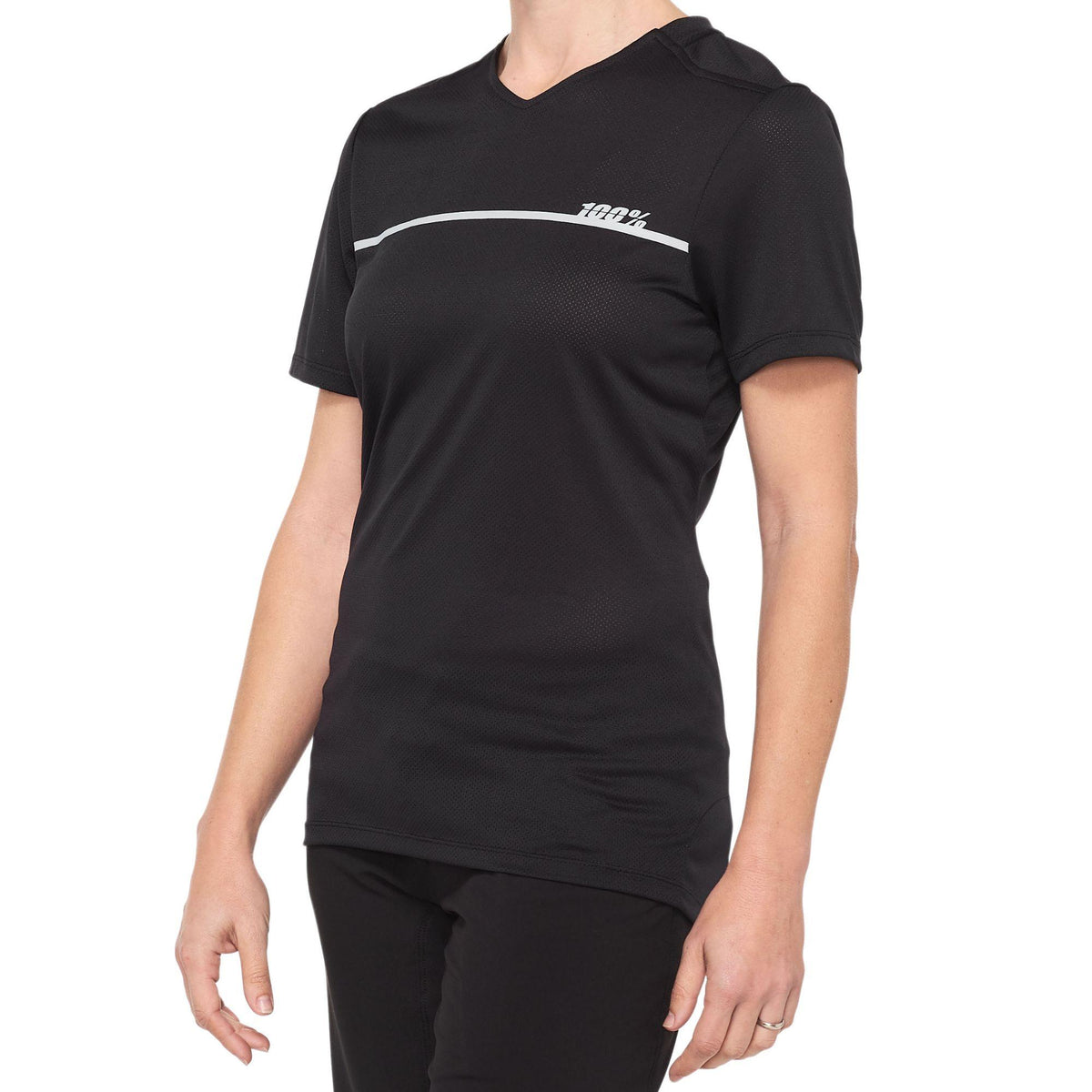 100% Ridecamp Women's Short Sleeve Jersey Black/Grey / M