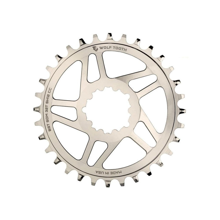 Wolf Tooth Direct Mount Chainring for eeWings / SRAM Boost Nickel for Shimano HG+