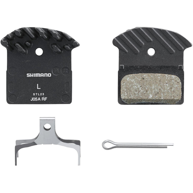 Shimano J05A-RF Disc Pads w/ spring, alloy back, cooling fins, resin