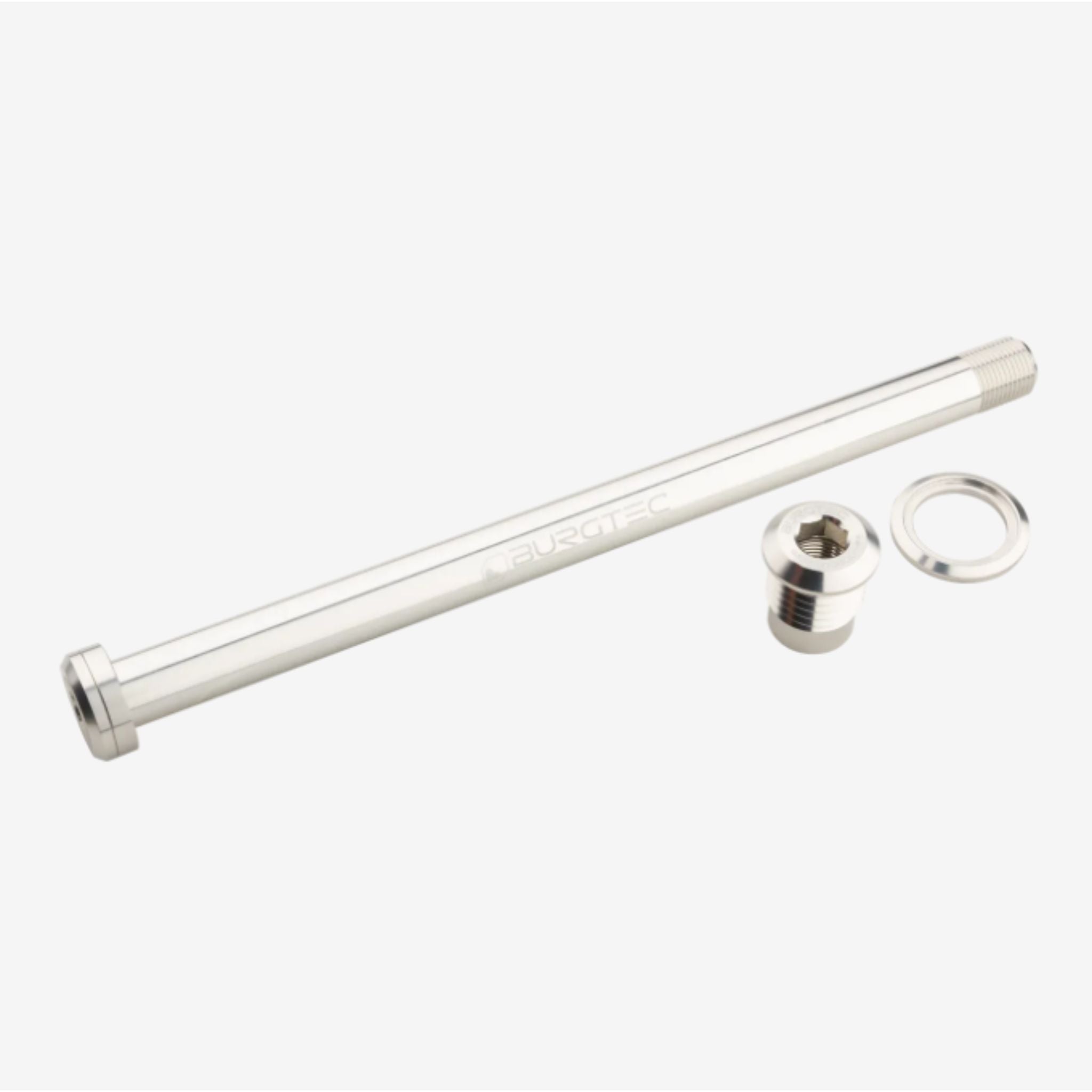 Burgtec 180mm x 12mm 1.00mm Pitch Rear Axle (Nukeproof) Rhodium Silver