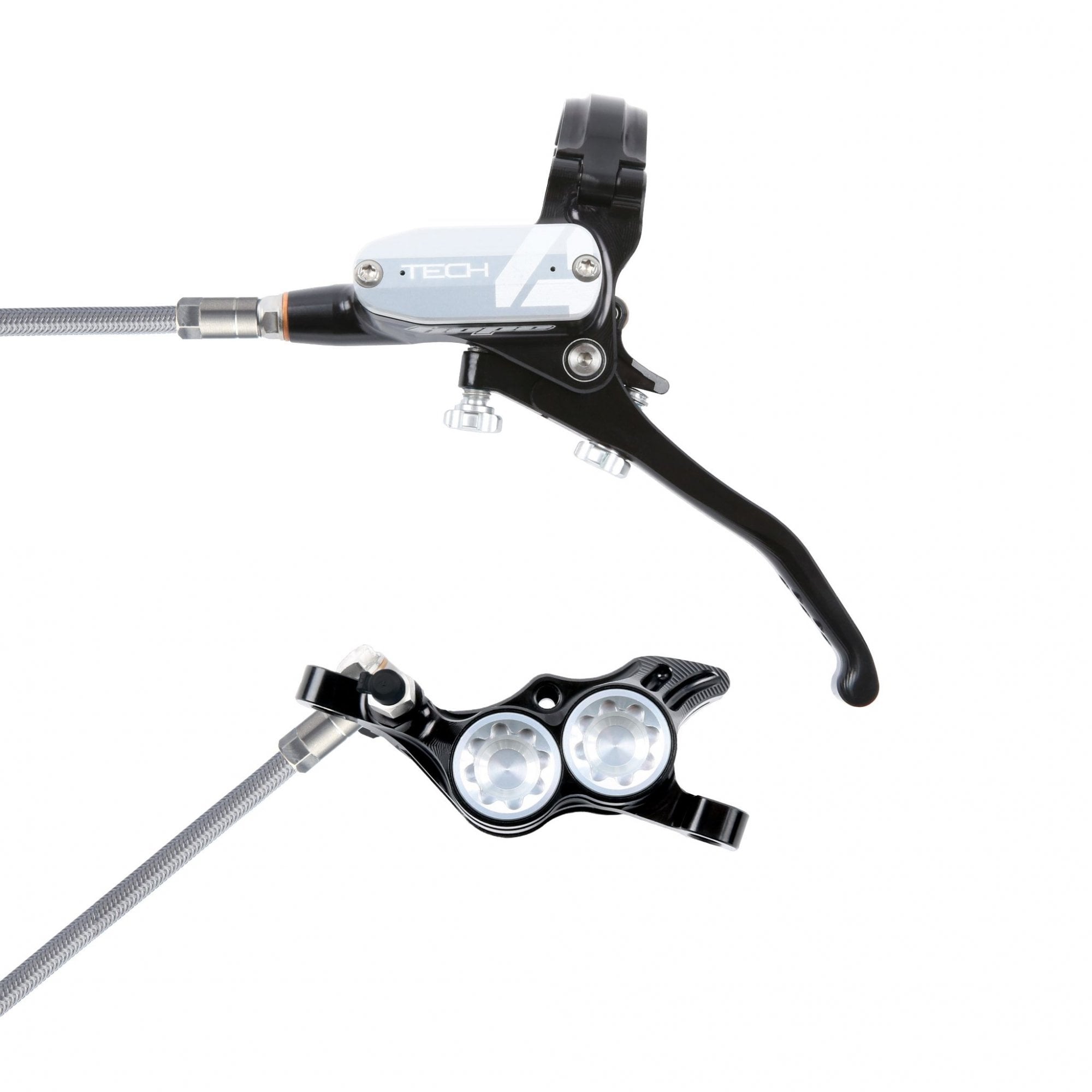 Hope Tech 4 E4 Disc Brake - Braided Hose Black/Silver / L/H