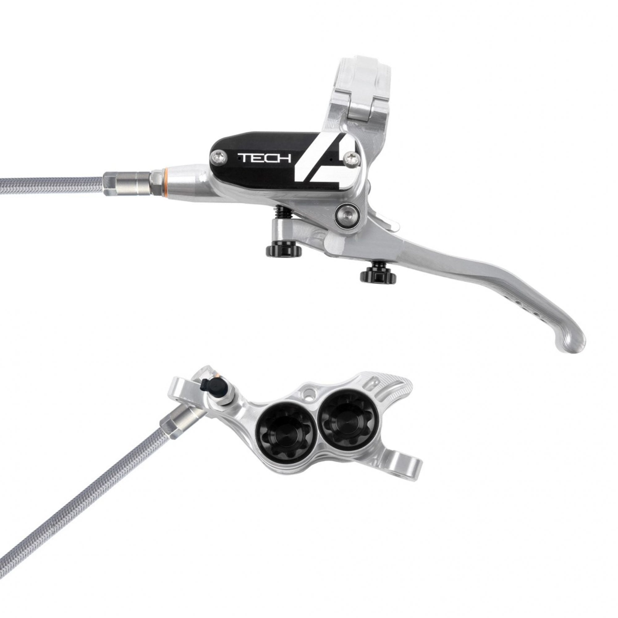 Hope Tech 4 E4 Disc Brake - Braided Hose Silver/Black / L/H