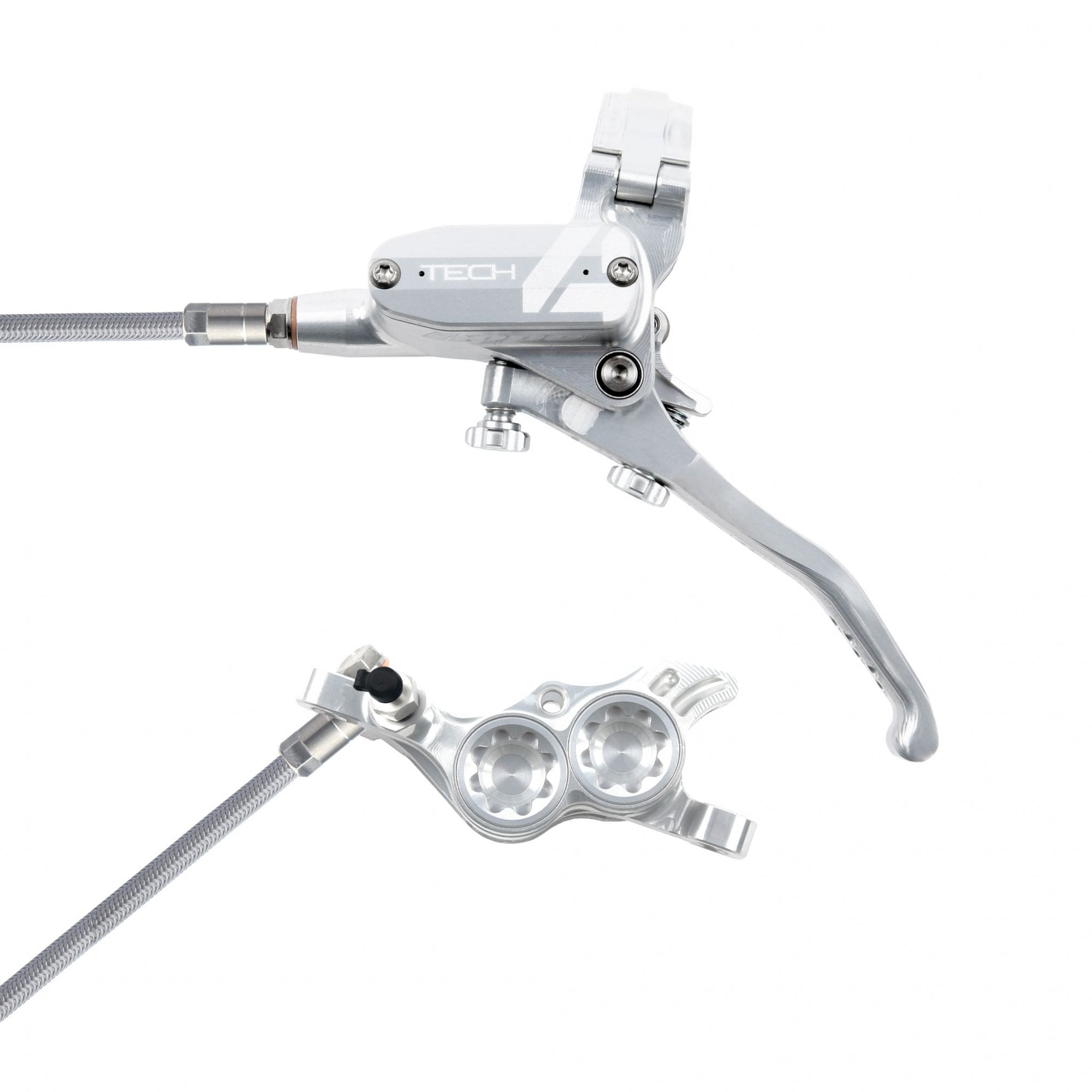 Hope Tech 4 E4 Disc Brake - Braided Hose Silver/Silver / L/H