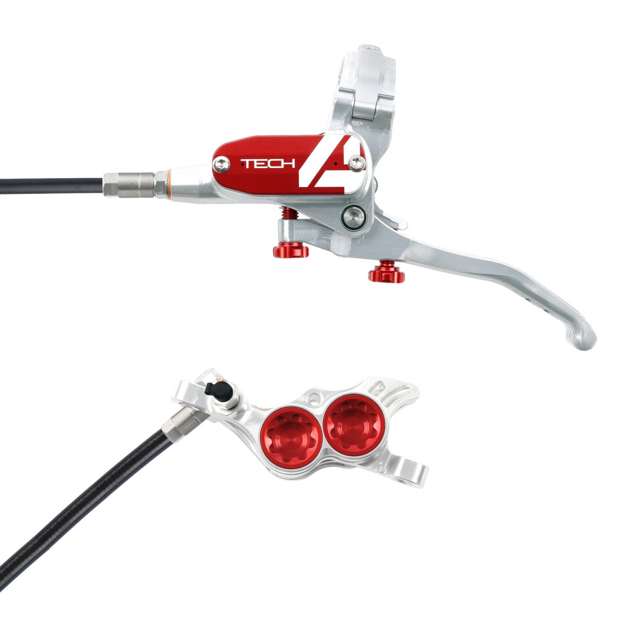 Hope Tech 4 E4 Disc Brake Silver/Red / L/H