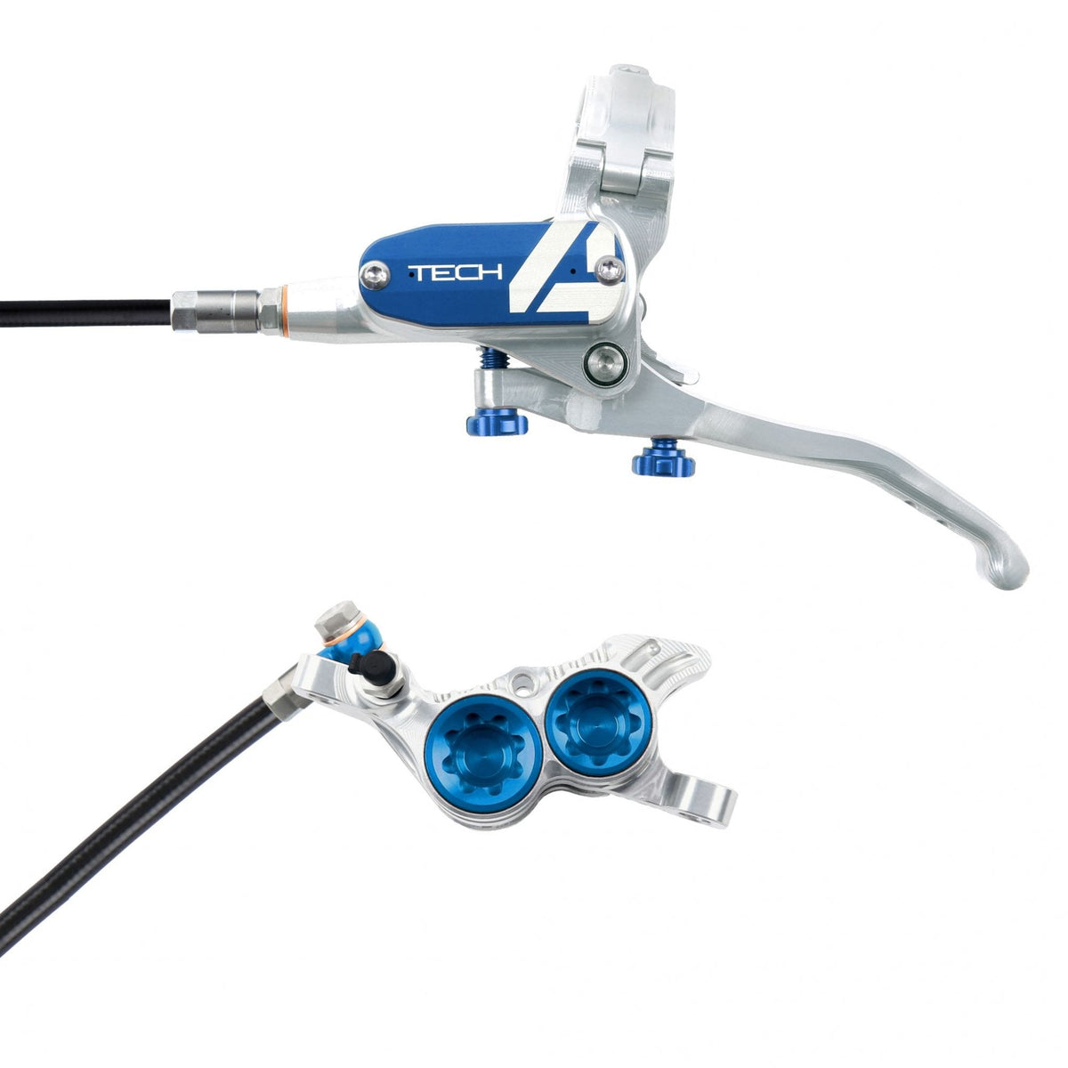 Hope Tech 4 V4 Disc Brake Silver/Blue / L/H