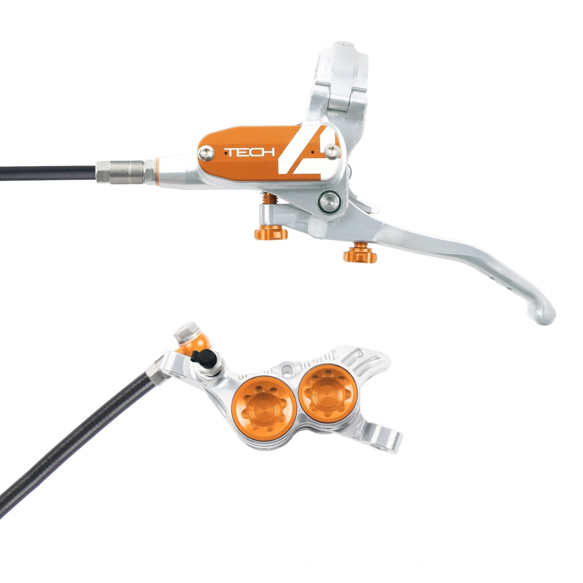 Hope Tech 4 V4 Disc Brake Silver/Orange / L/H