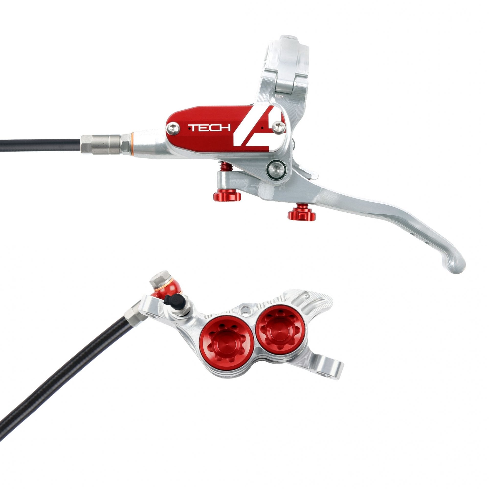 Hope Tech 4 V4 Disc Brake Silver/Red / L/H