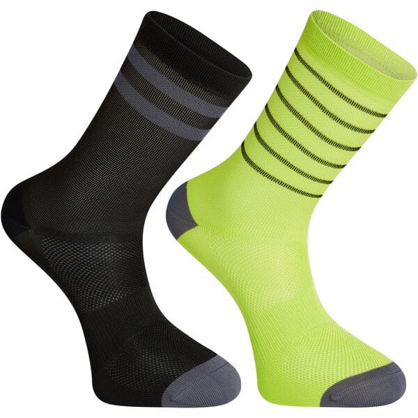 Madison Sportive Mid Sock Twin Pack Black/Lime / L