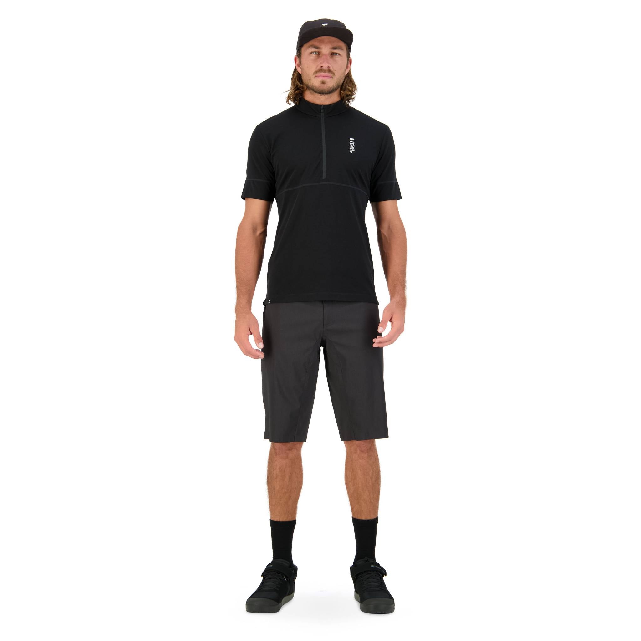 Mons Royale Cadence Half Zip T - Black