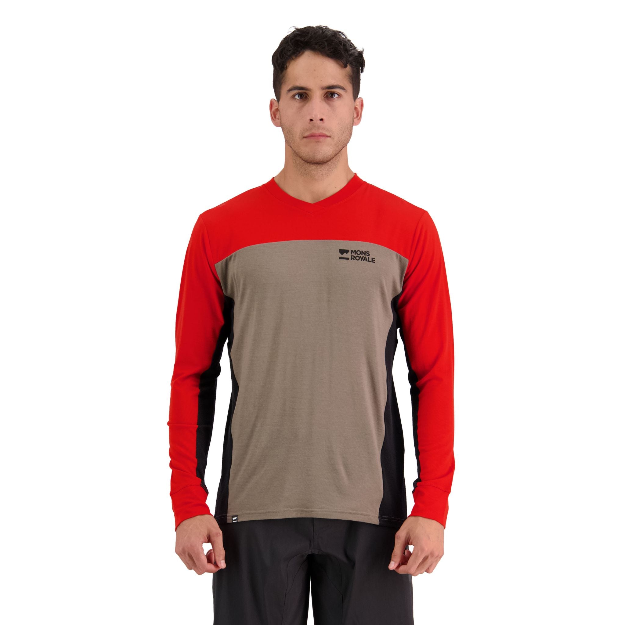 Mons Royale Redwood Enduro VLS Jersey - Retro Red / Black / Walnut