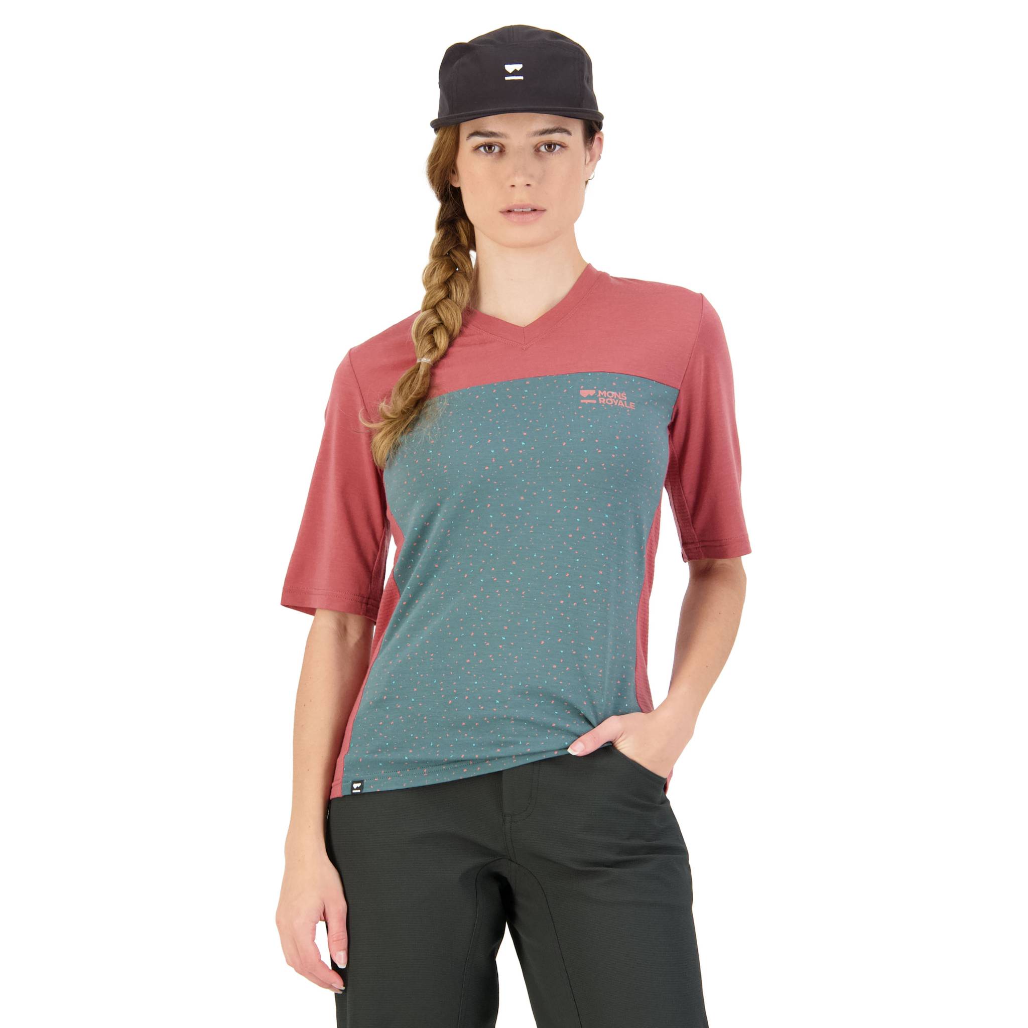 Mons Royale Women's Redwood Enduro VT Jersey - Terracotta / Terrazzo Terracotta / Terrazzo / S