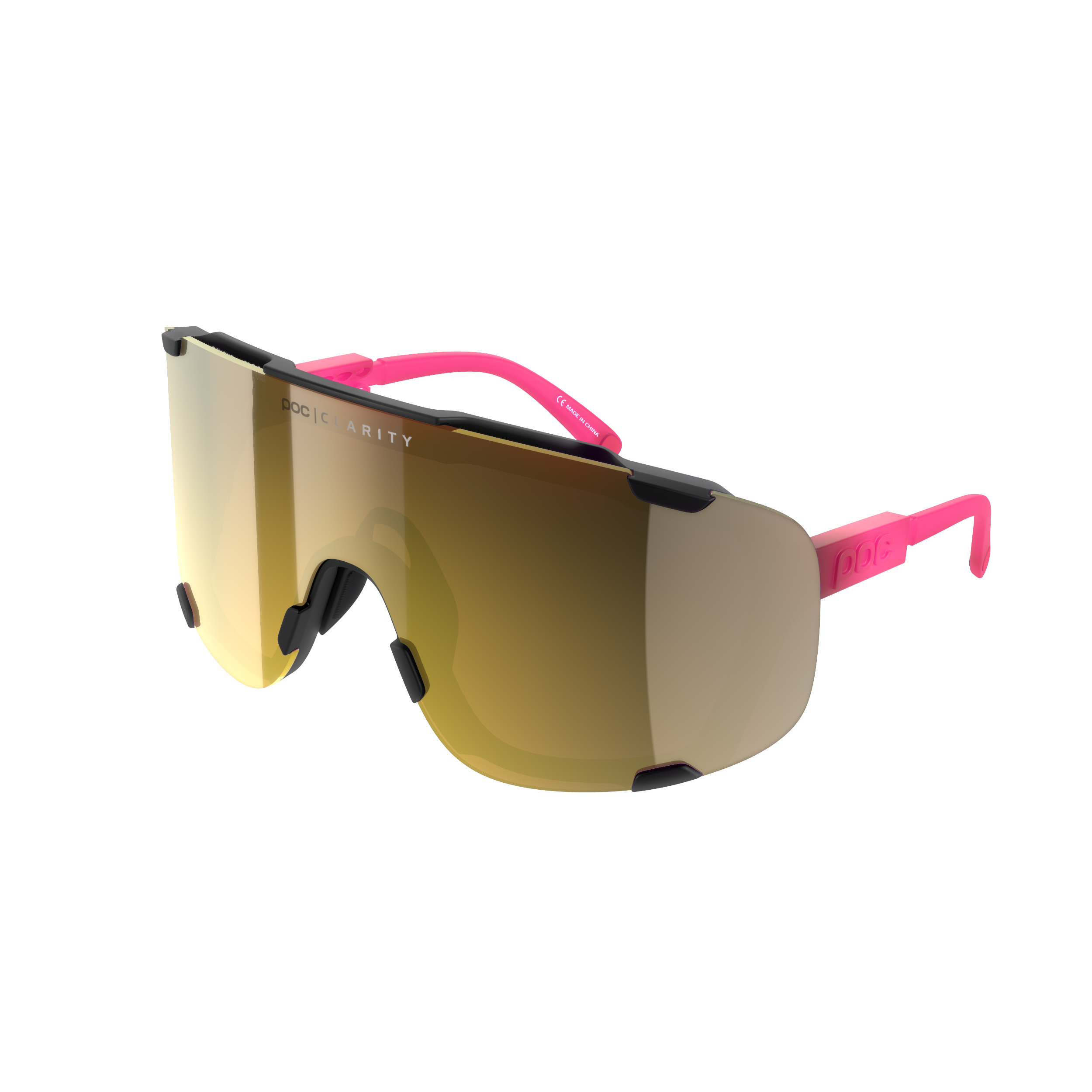 POC Devour Sunglasses Fluorescent Pink/Uranium Black Translucent / Violet/Gold Mirror