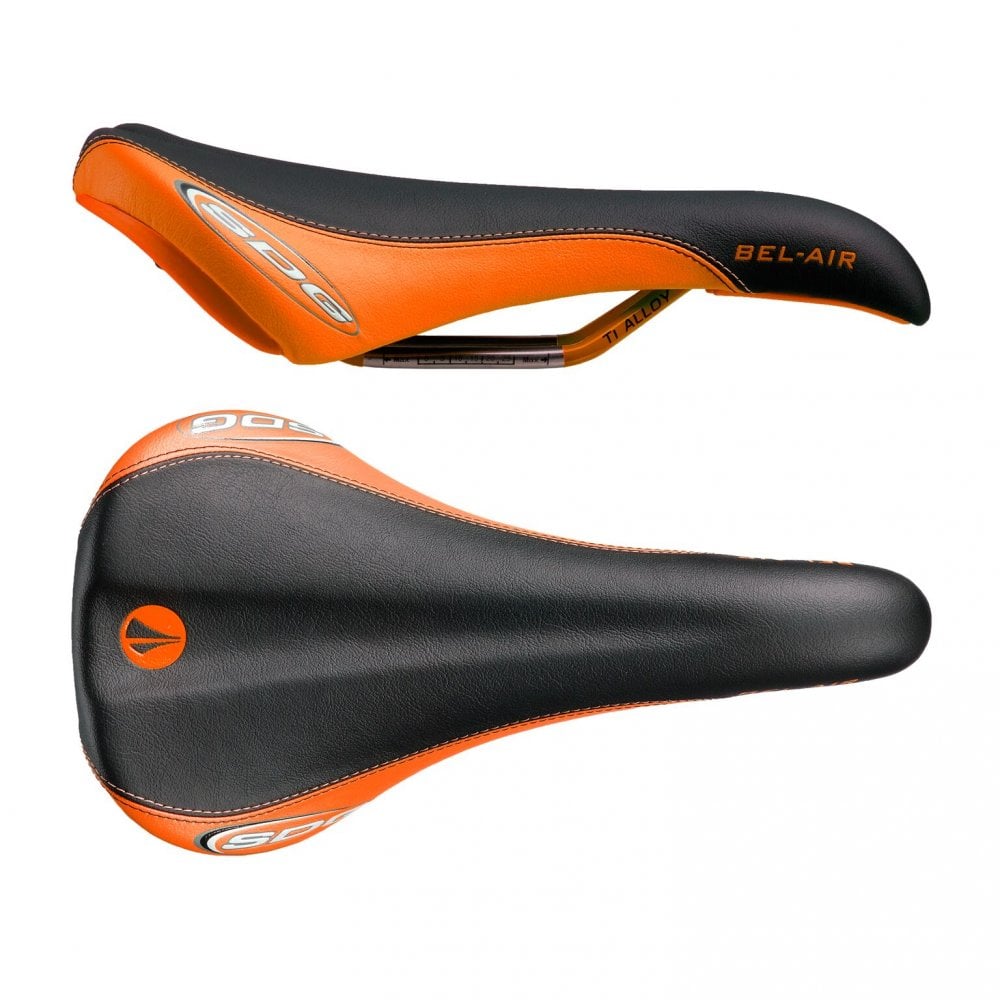 SDG Bel Air Ti-Alloy Rail Saddle Black MF/Orange