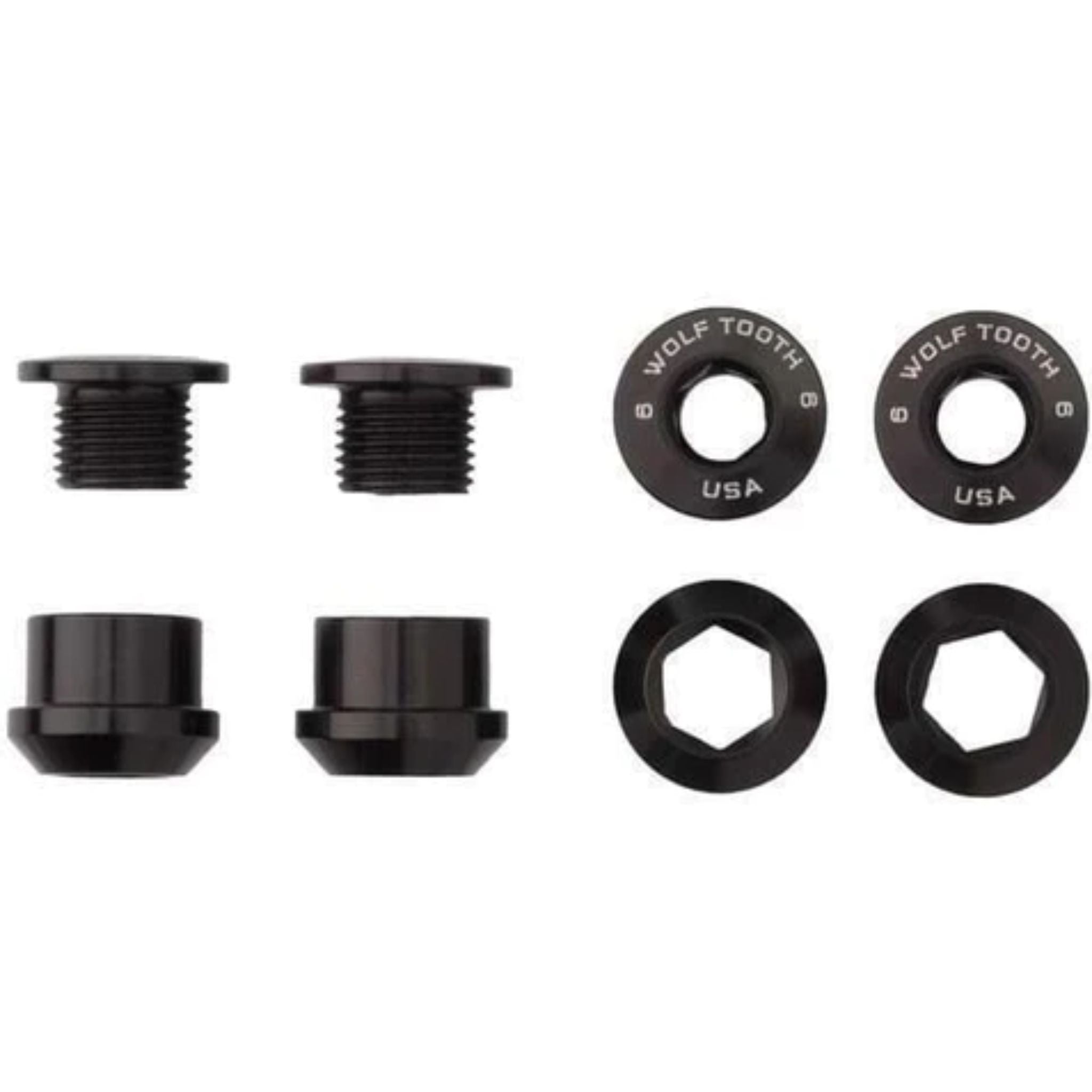 Wolf Tooth Chainring Bolts for 1x Set of 4 Black / Set of 4