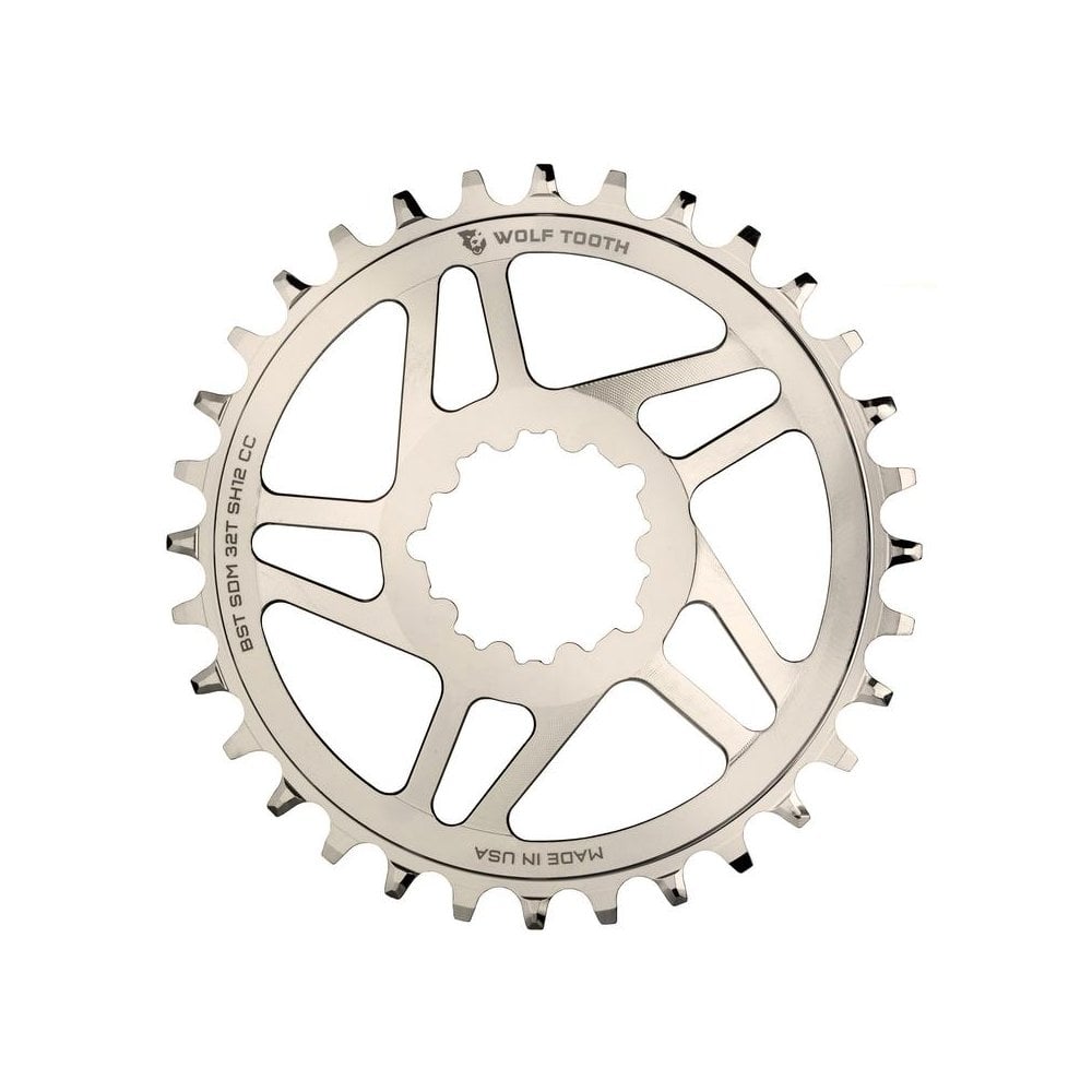 Wolf Tooth Direct Mount Chainring for eeWings / SRAM Boost Nickel for Shimano HG+ Silver / 34t