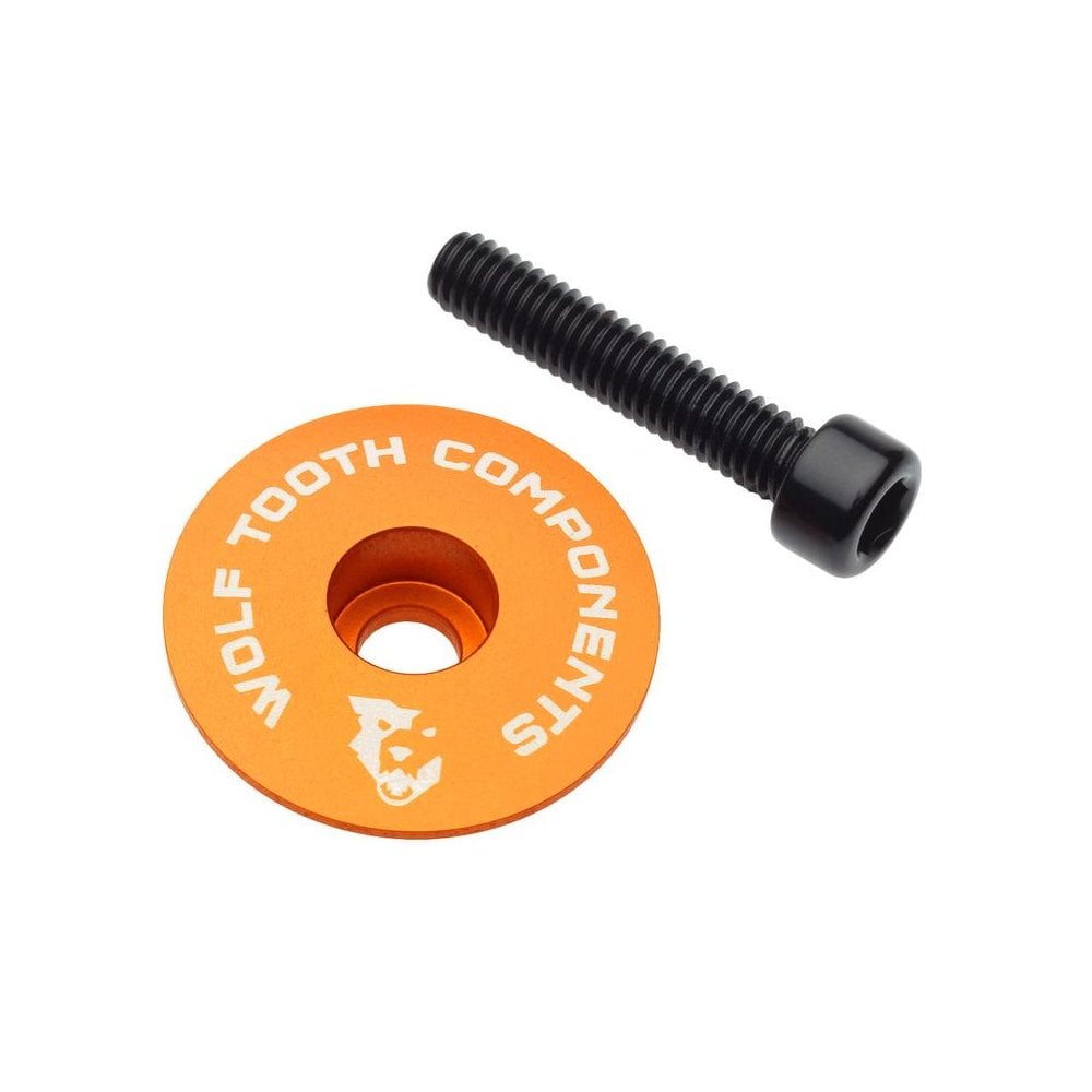 Wolf Tooth Ultralight Stem Cap and Bolt Orange