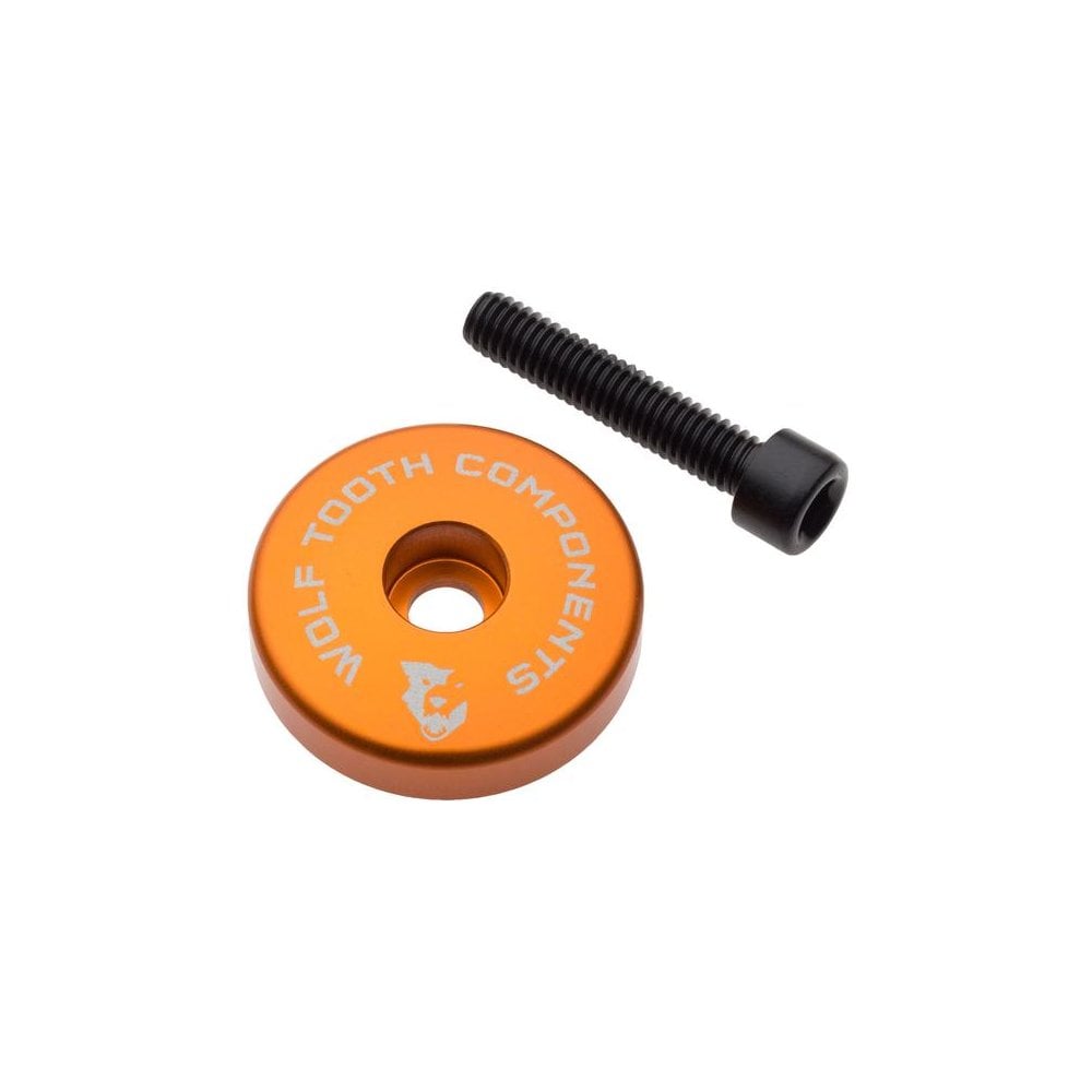 Wolf Tooth Ultralight Stem Cap with Integrated Spacer 5mm Orange / 5mm