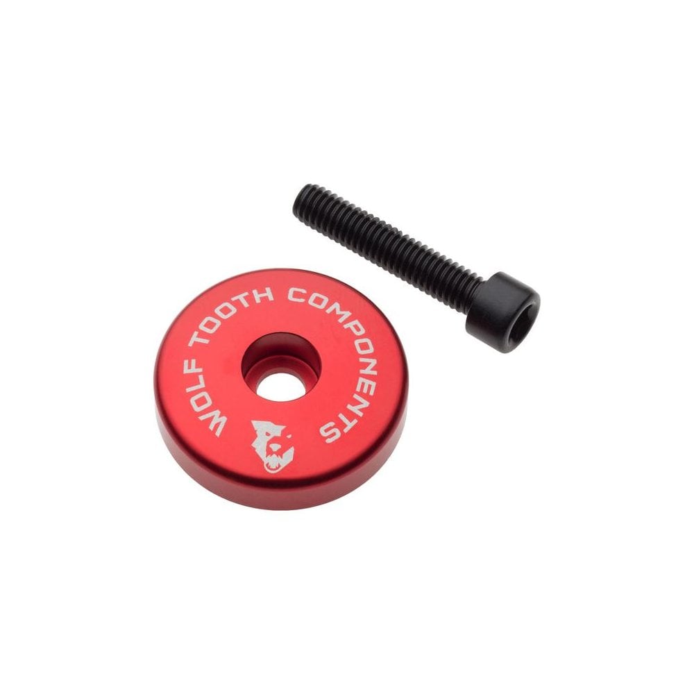 Wolf Tooth Ultralight Stem Cap with Integrated Spacer 5mm Red / 5mm